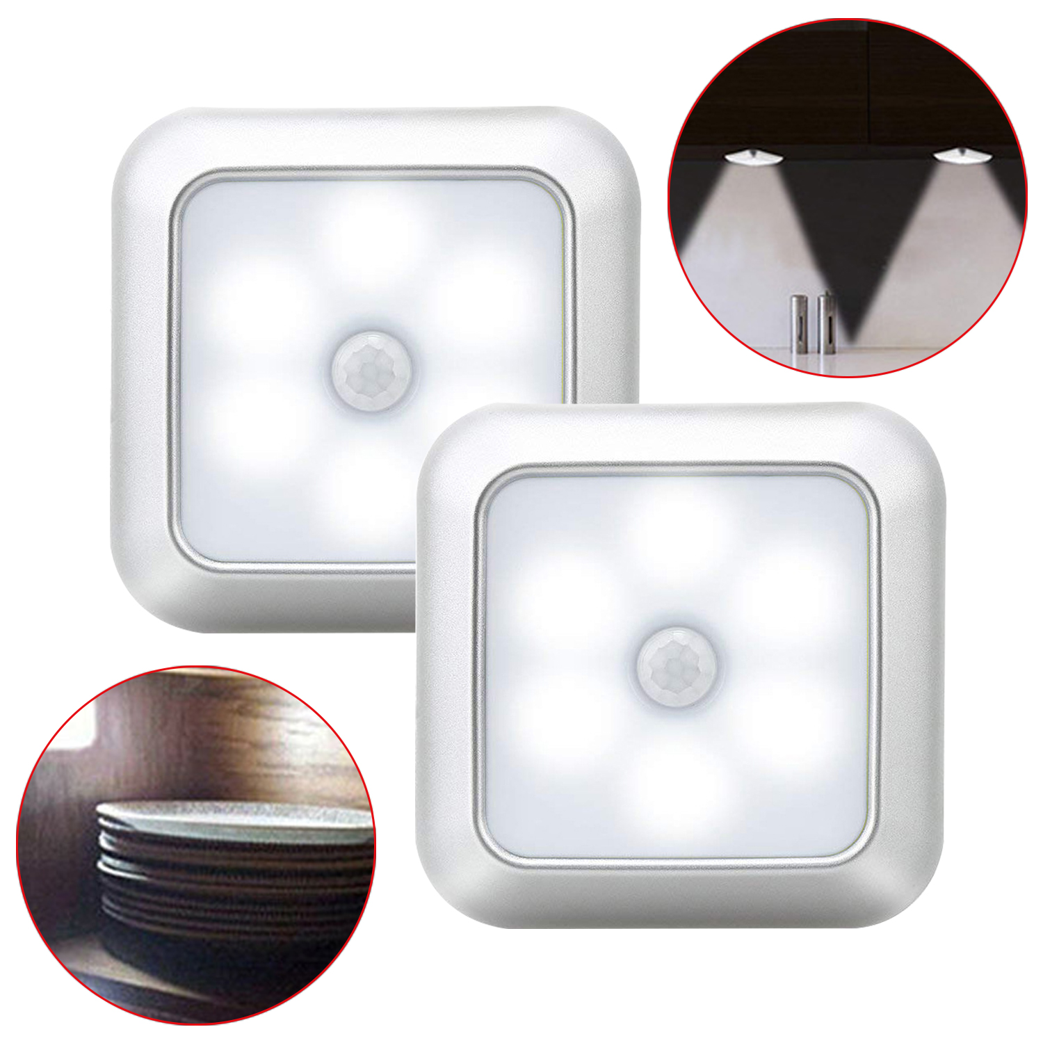 Battery Powered LED Motion Sensor Night Light Wireless Lighting Stairs Light Bedroom Wall Lamp For Cupboard Toilet Wardrobe Home