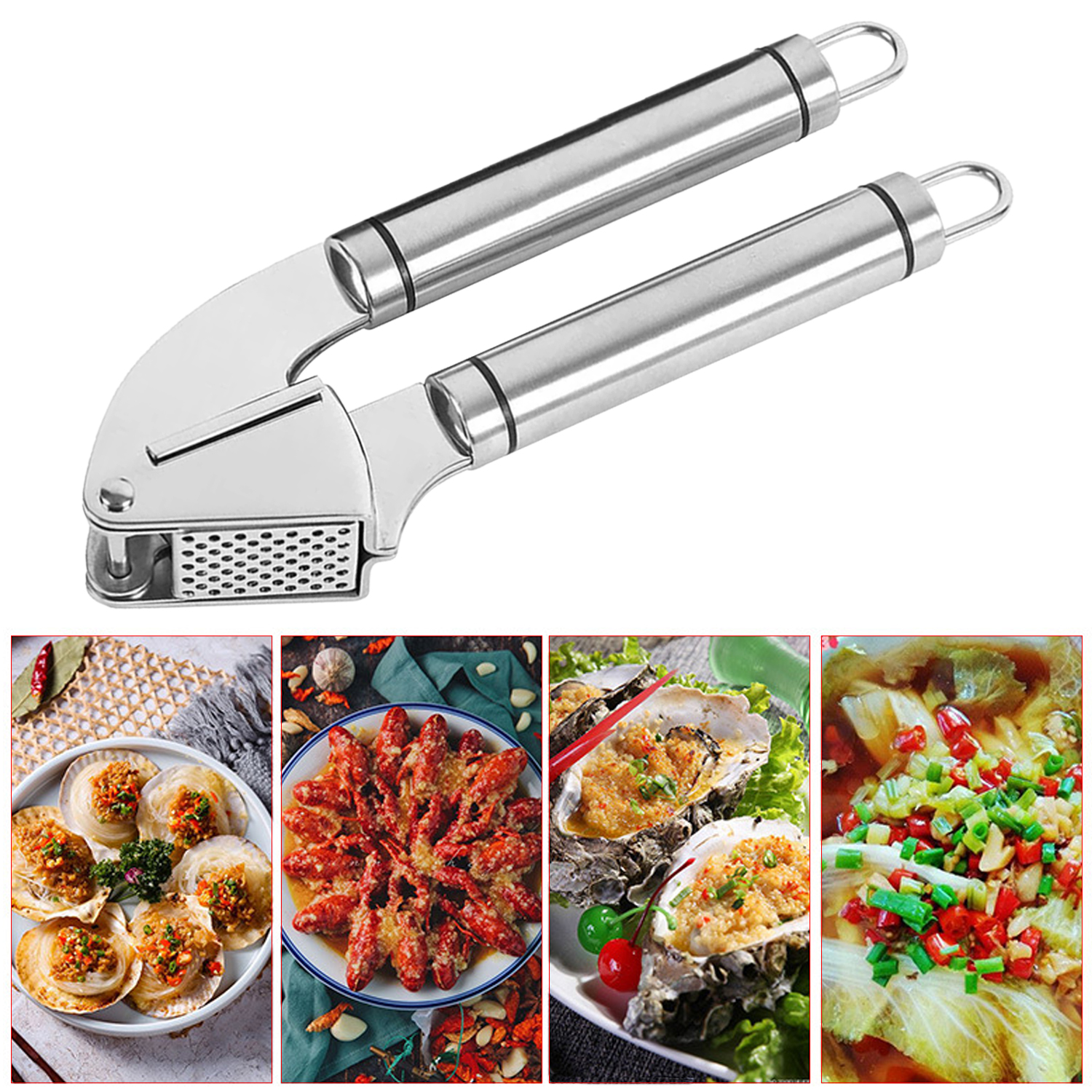 Stainless Steel Garlic Press Ginger Crusher Kitchen Tools Prepressed Stainless Steel Garlic Press