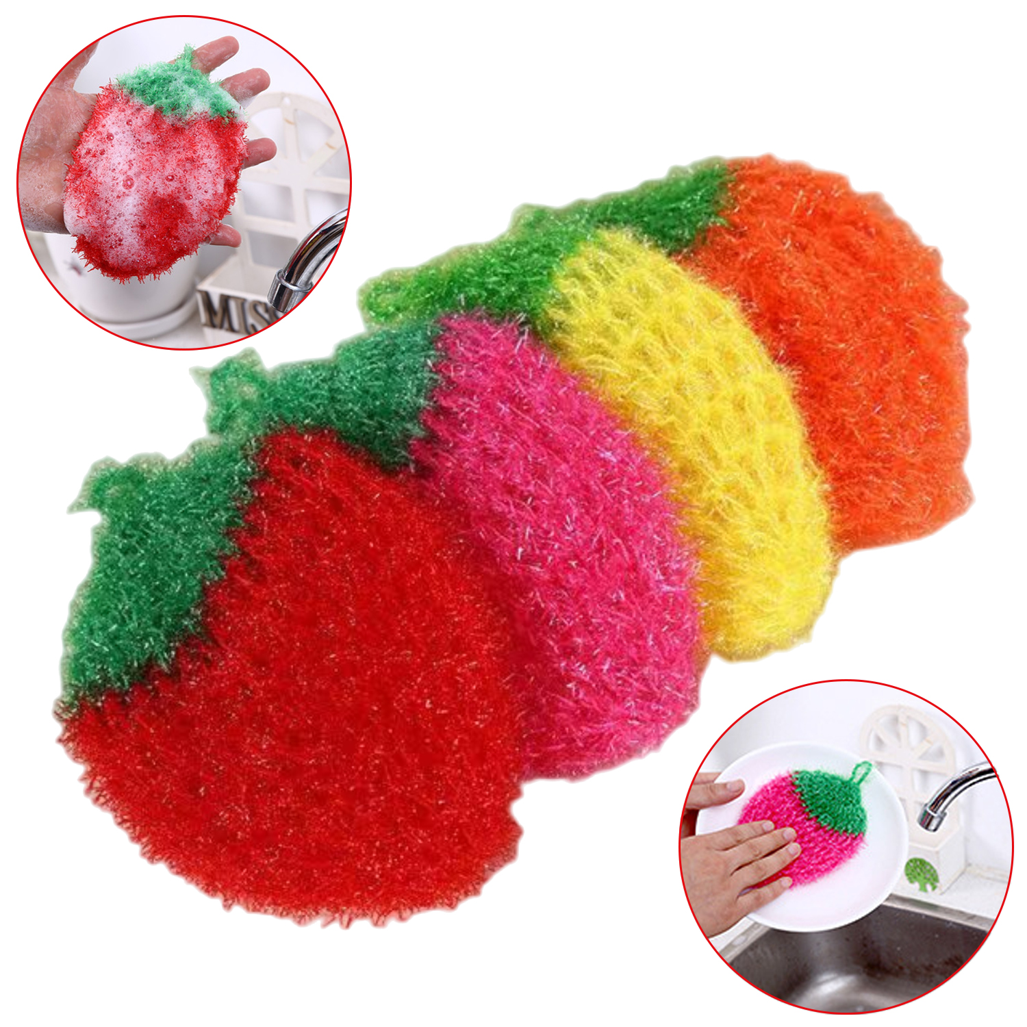 Dish Towel Non-stick Oil Kitchen Cleaning Brush Pot Dish Cloth Creative Strawberry
