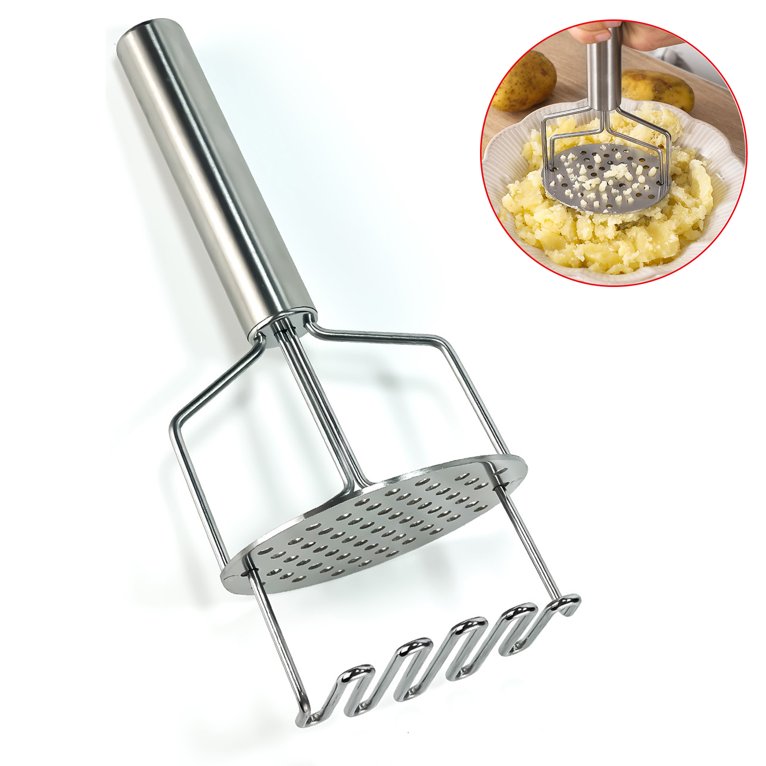 Potato Masher Cutter Tool Stainless Steel Potato Press Crusher Kitchen Gadget Tools Potato Masher Pusher 
