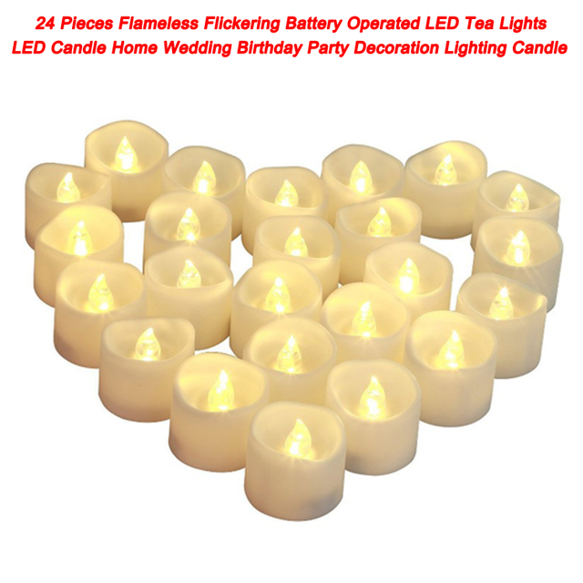 24 Pieces Flameless Flickering Battery Operated LED Tea Lights LED Candle Home Wedding Birthday Party Decoration Lighting Candle