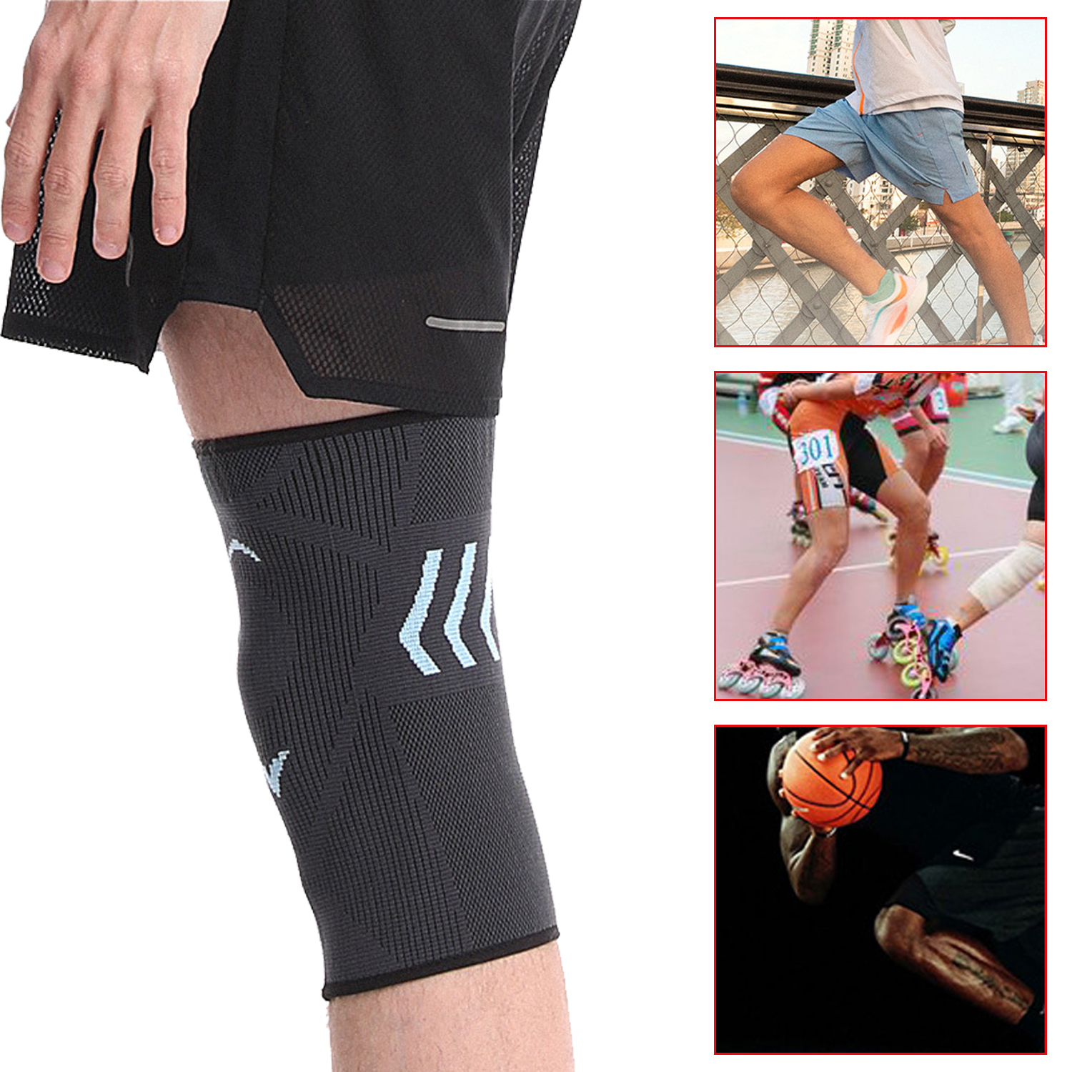 Professional Non Slip Knitting Knee Compression Sleeve For Running Weightlifting Sports Knee Pads