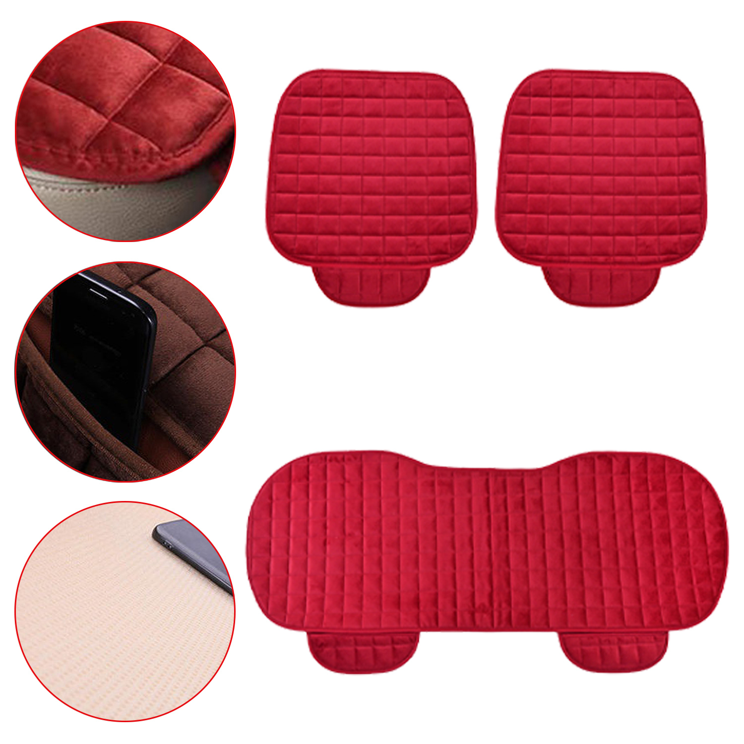 Wholesale 3Pcs Car Seat Cover Winter Plush Warm Anti-Slip Car Seat Cushion Cover Set with Storage Pocket