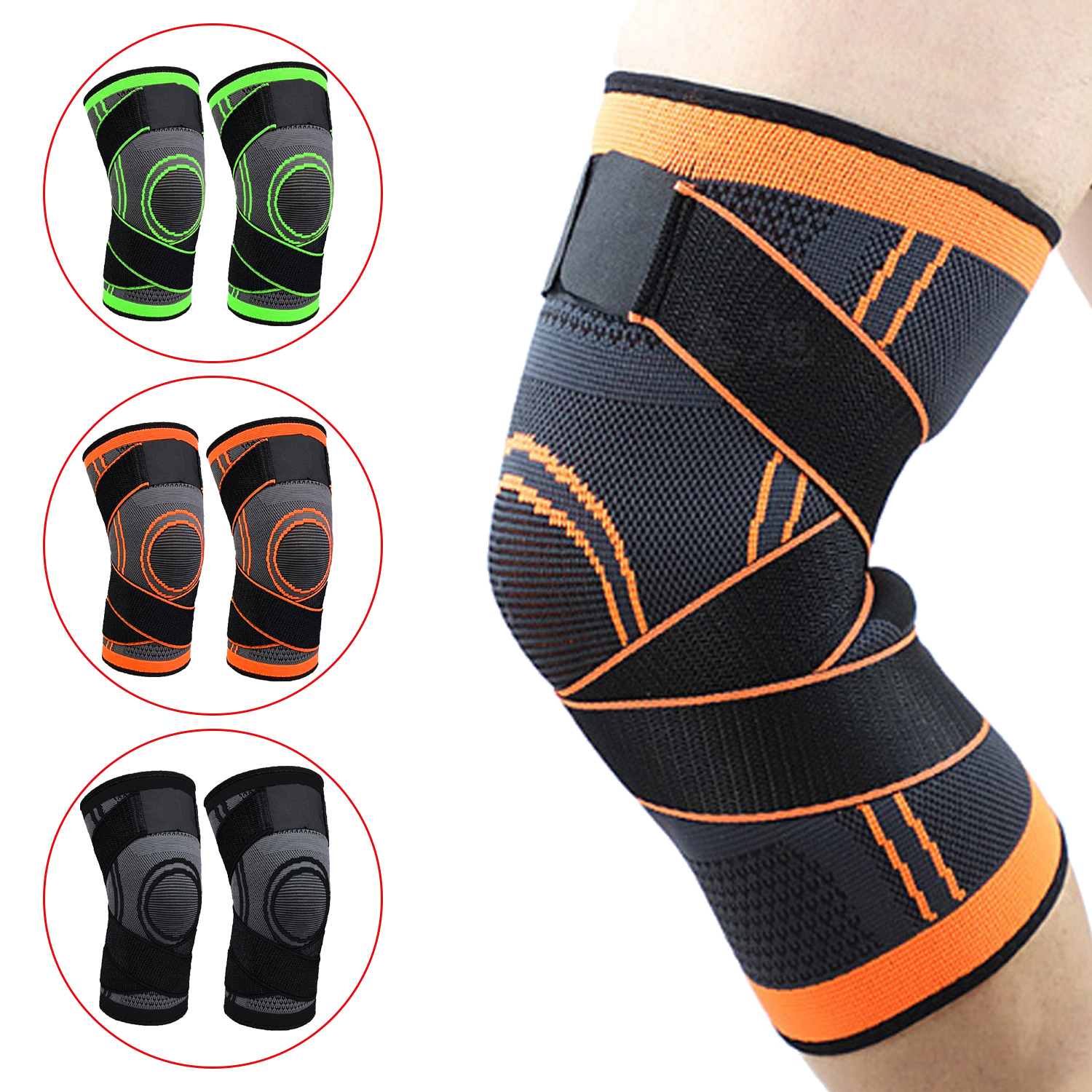 Compression Knee Sleeve Adjustable Elastic Compression Knee Sleeve in Fitness Safety Anti-slip Knee Pads Athletic Knee Brace