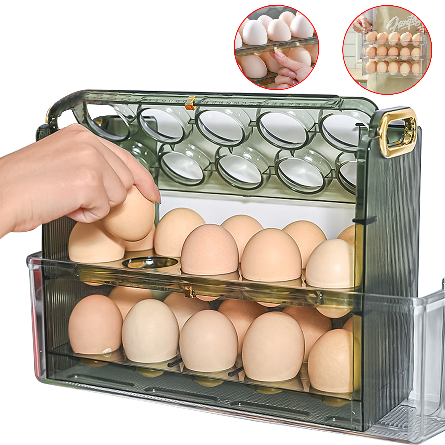 Egg Refrigerator Storage Box Household Fridge Side Door Multi Layer Flip Egg Rack
