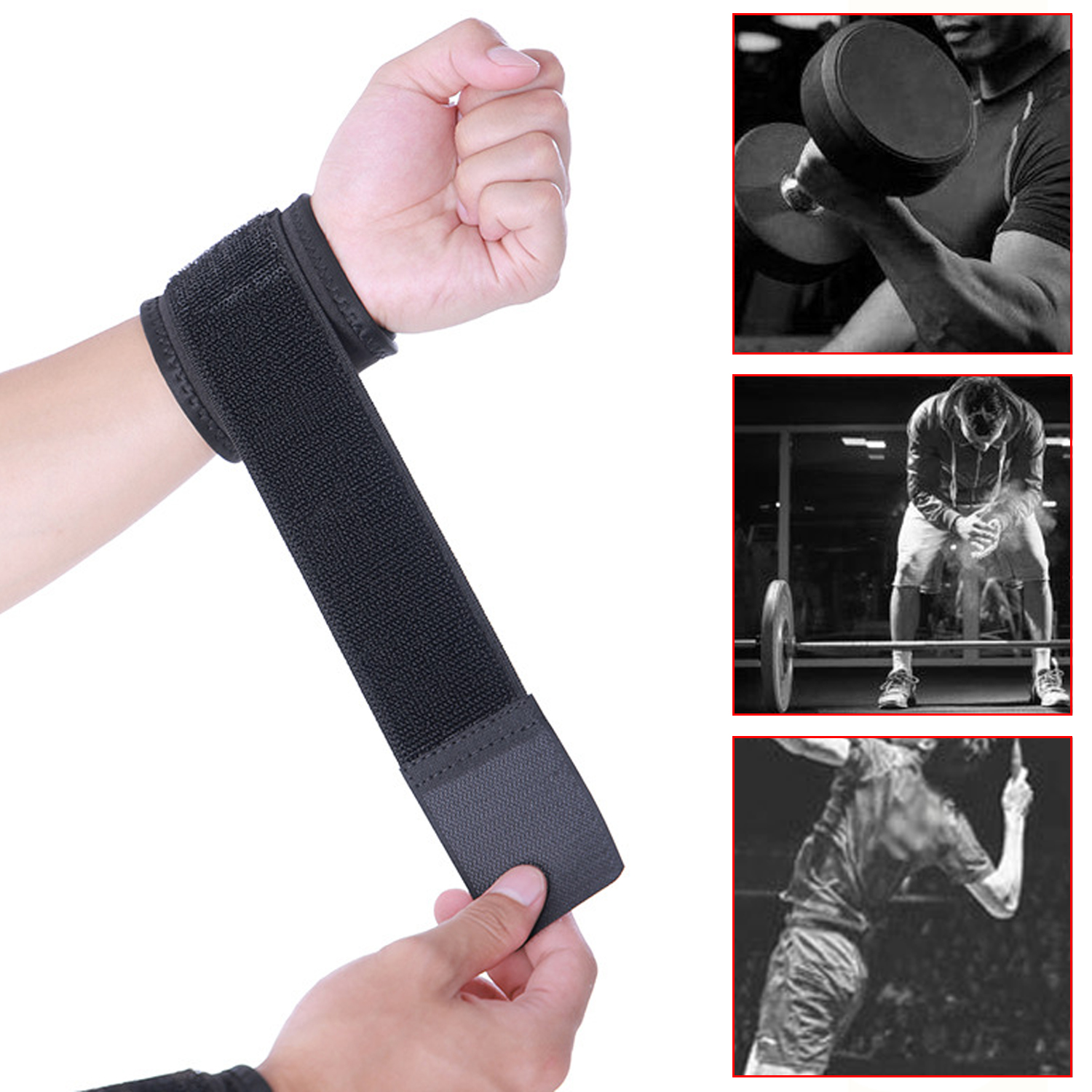 High Resistance Comfortable Weightlifting Straps Gym Weight Lifting Wrist Wrap Wrist Sports Elastic Bandage Compression Wrist Wrap Anti-sprain Wrap