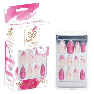 24-Piece Glue-On Fake Nails Set with Elegant Gift Box