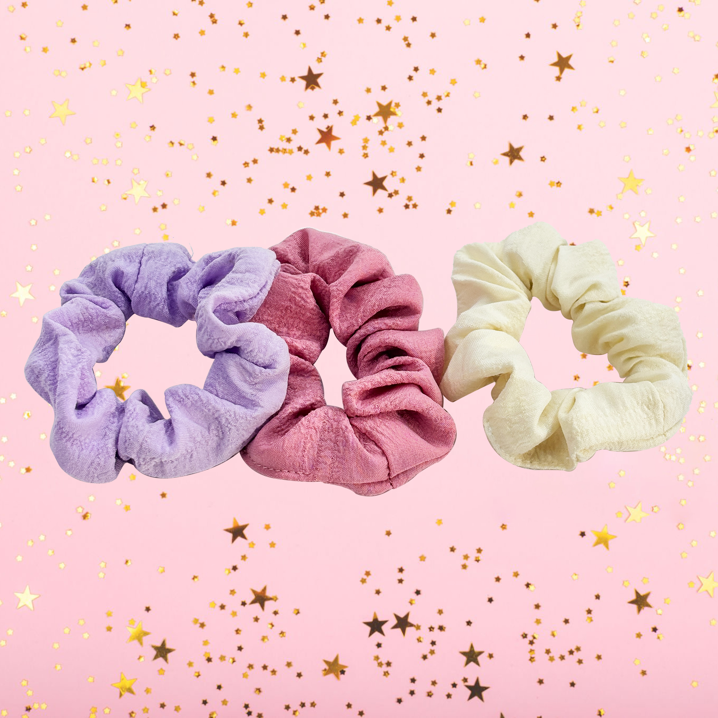 3-Piece Pastel Hair Bands Set with Decorative Card