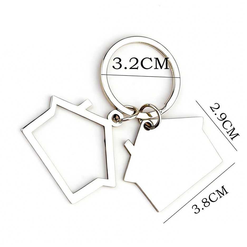 Dual-House Keychain Hollow & Solid House Key Charm