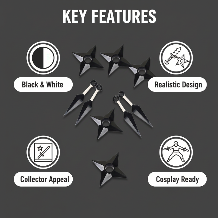 Set of 4 PP Ninja 2-Kunai & 2-Shuriken Set 