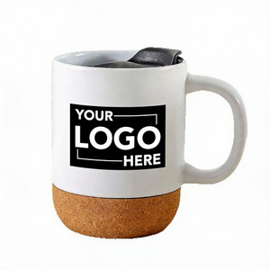 400ML Custom Logo Ceramic Cork Mug Splash-proof Lid Coffee Mug