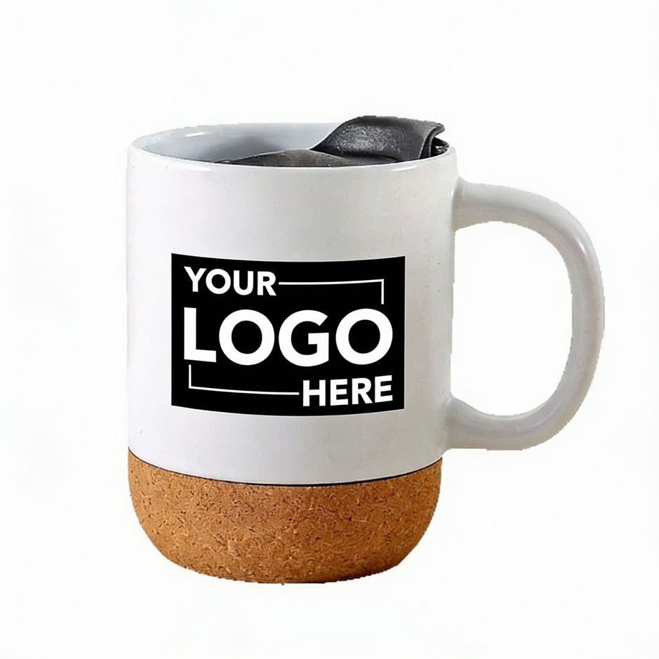 400ML Custom Logo Ceramic Cork Mug Splash-proof Lid Coffee Mug