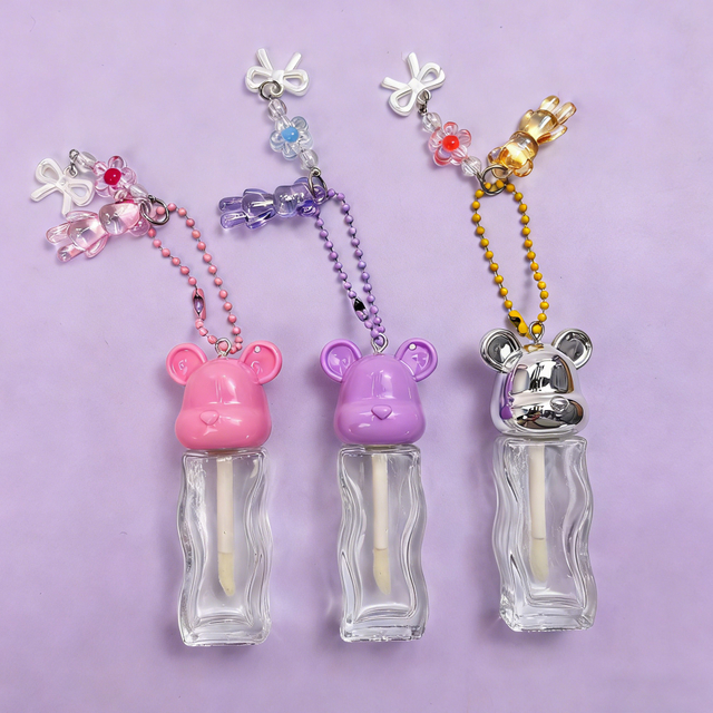 Bear-shaped Lip Gloss Keychain Container