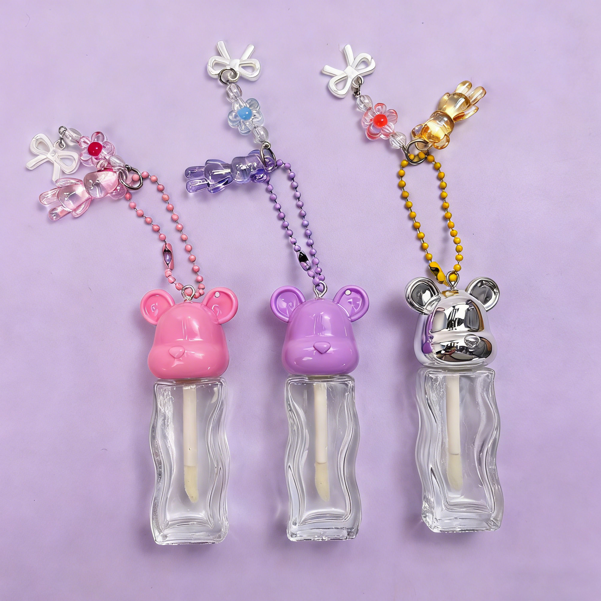 Bear-shaped Lip Gloss Keychain Container