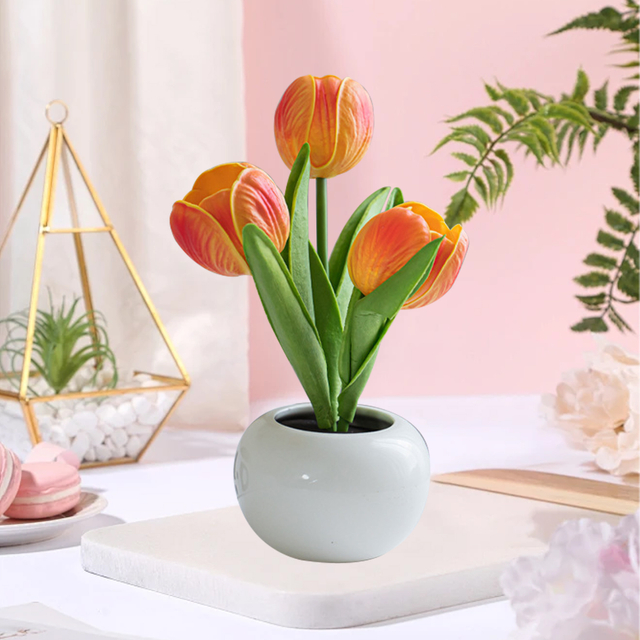 LED Light-up Artificial Tulip Flower Arrangement Artificial Tulip with Built-in LED Lights