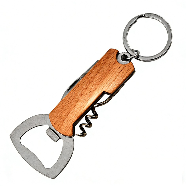 Wood-handle 4-in-1 Multi-tool Keychain