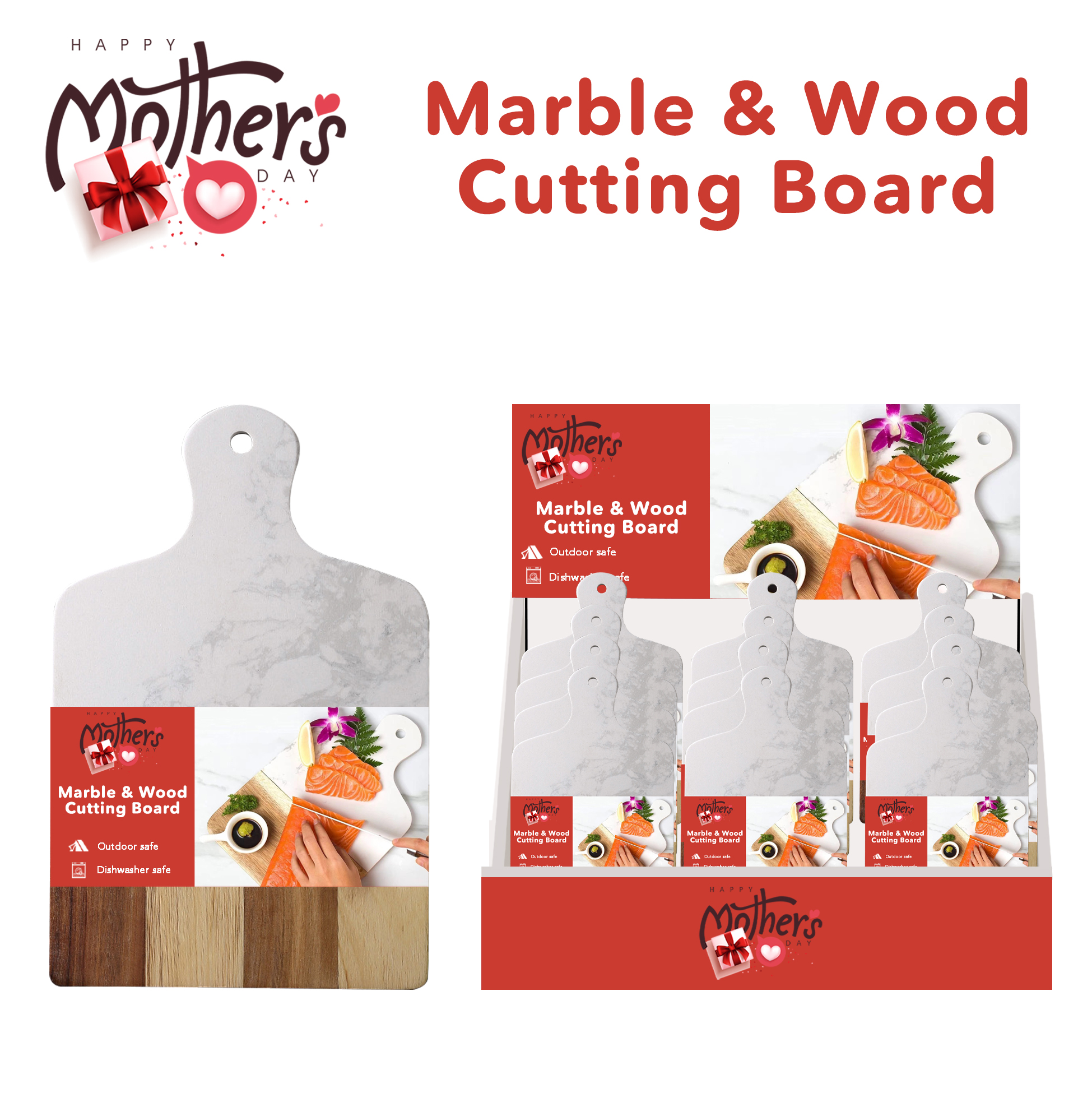 Marble & Wood Dual-material Cutting Board
