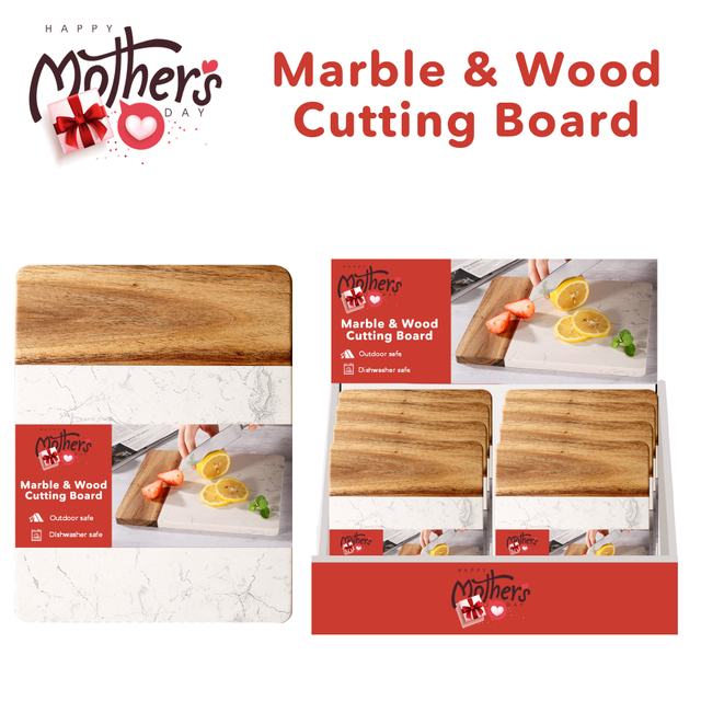Marble & Wood Rectangular Cutting Board