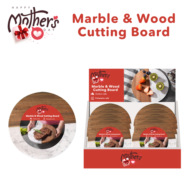 Round Marble & Wood Dual-surface Cutting Board