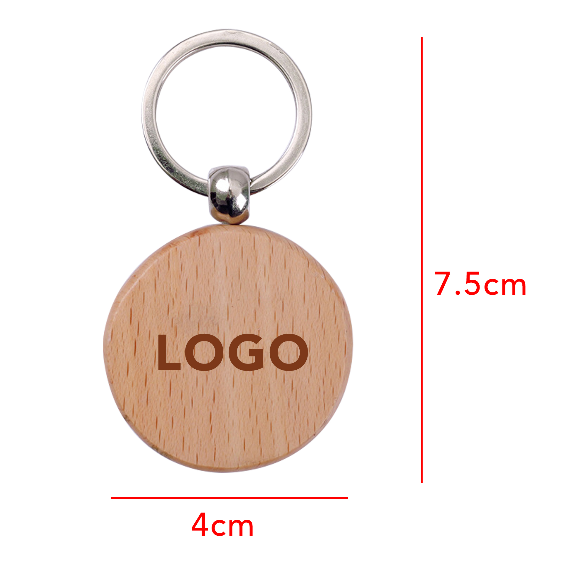 Round Wooden Keychain Custom Logo Wooden Keychain