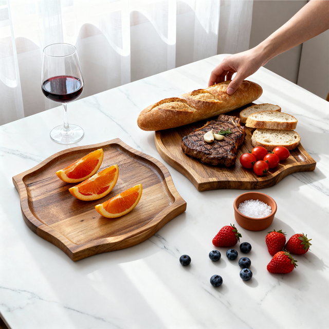 2-piece Wooden Decorative Serving Tray Set