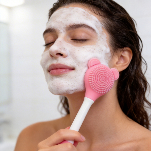 Cute Bear Ear Silicone Face Mask Brush