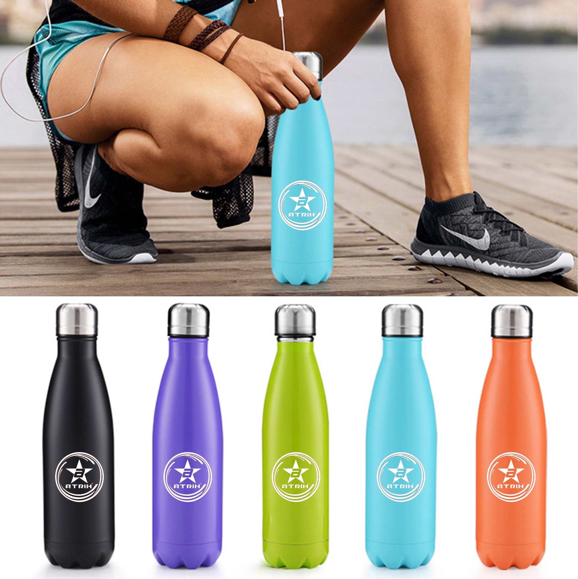 ATRIH 500ml Stainless Steel Insulated Water Bottle