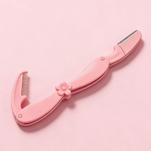 2-in-1 Foldable Eyebrow Razor & Comb Tool with Cute Flower Design
