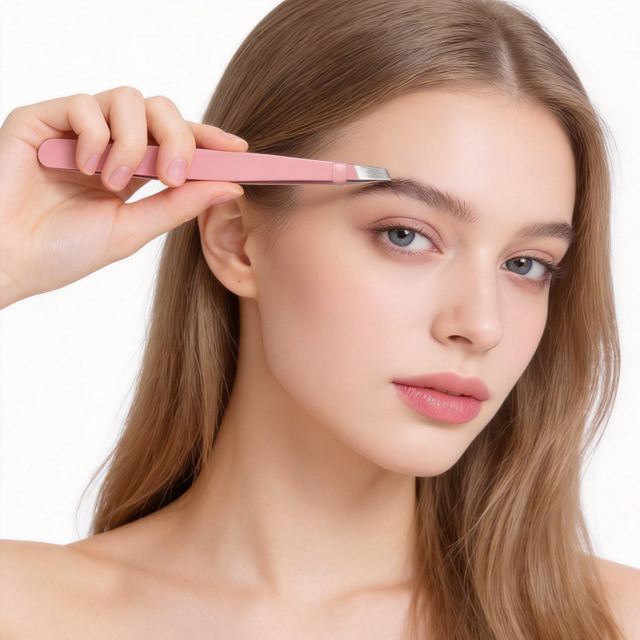 Pink Slant Tip Eyebrow Tweezer