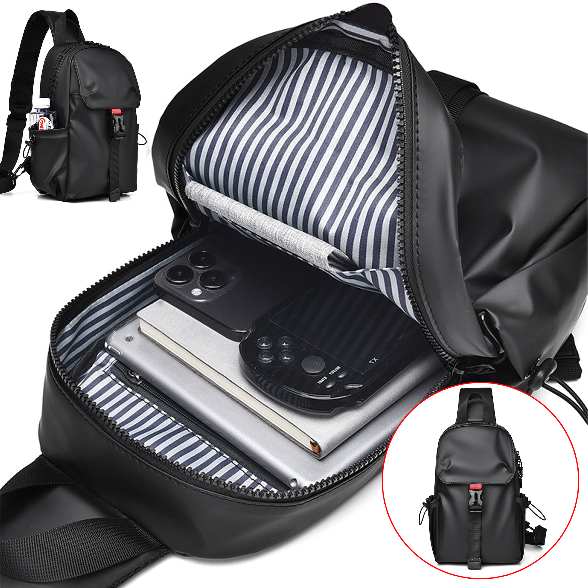 Men's Waterproof Sling Bag, Lightweight Crossbody Chest Backpack