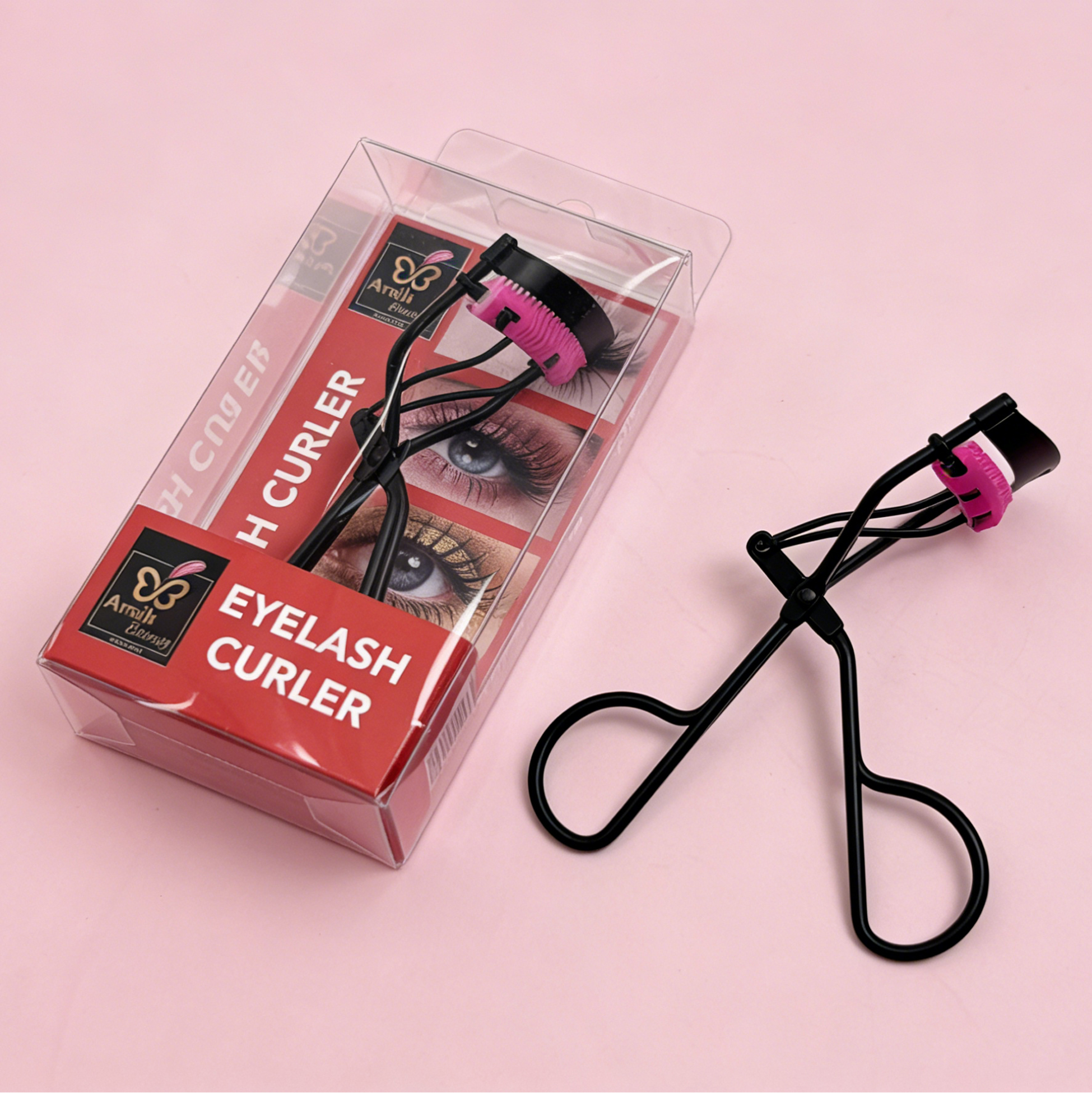 Black Lash Curler with Pink Comb