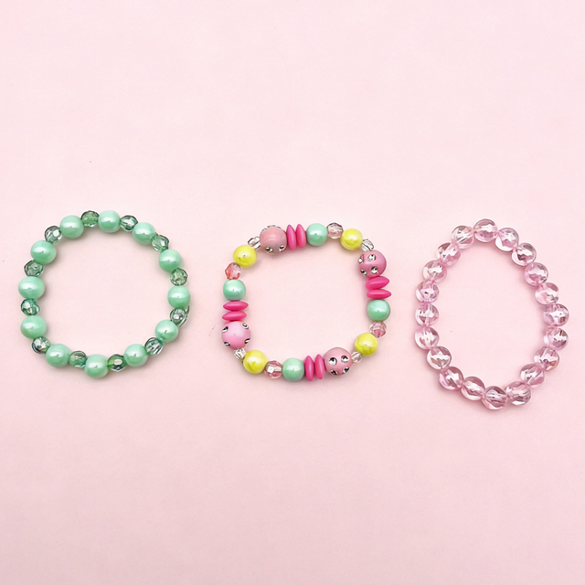 3Pcs Colorful Beaded Bracelets for Girls