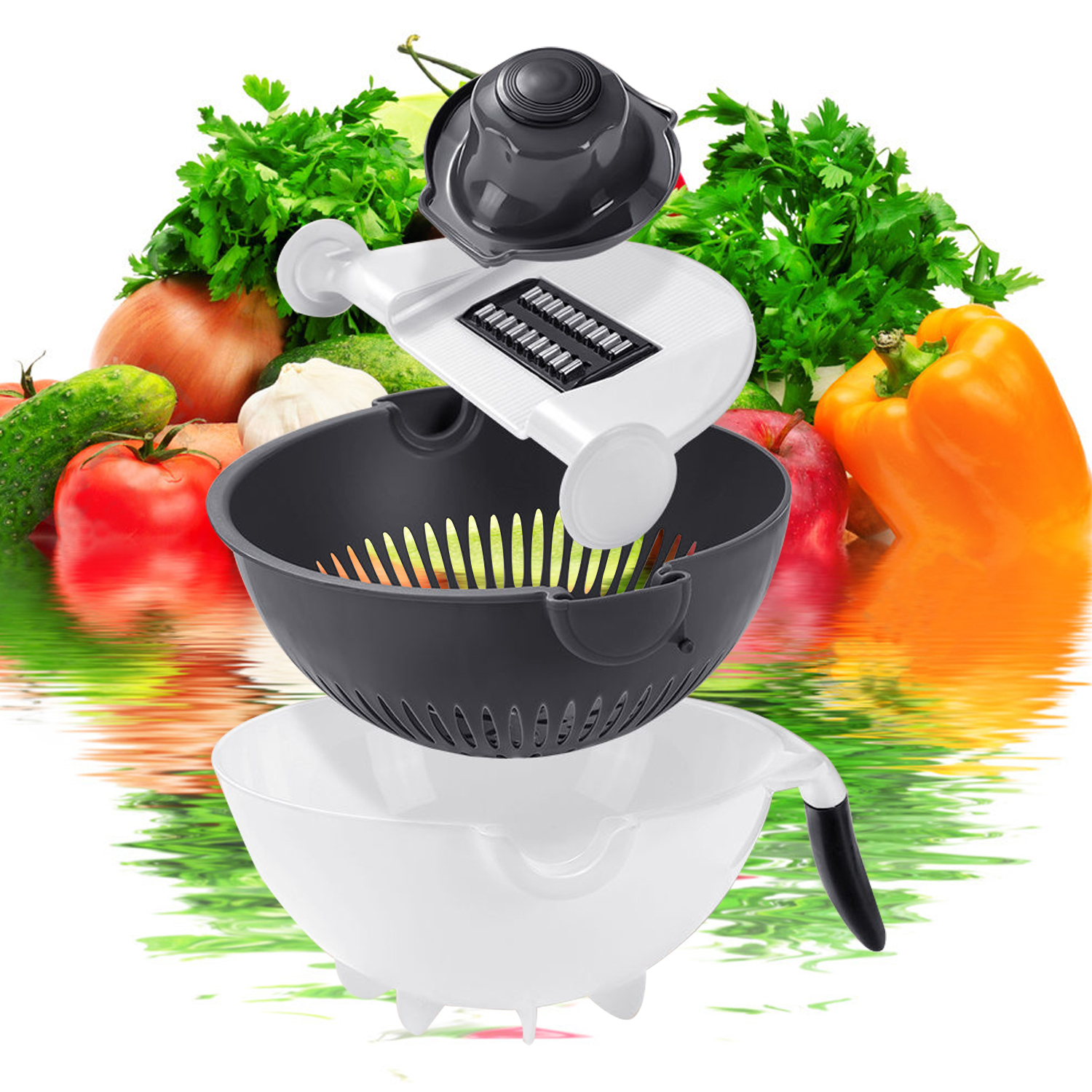 Vegetable Cutter Slicer Multi-functional Drain Basket Vegetable Cutter Slicer Grater Fruit Kitchen & Vegetables Cut Tools