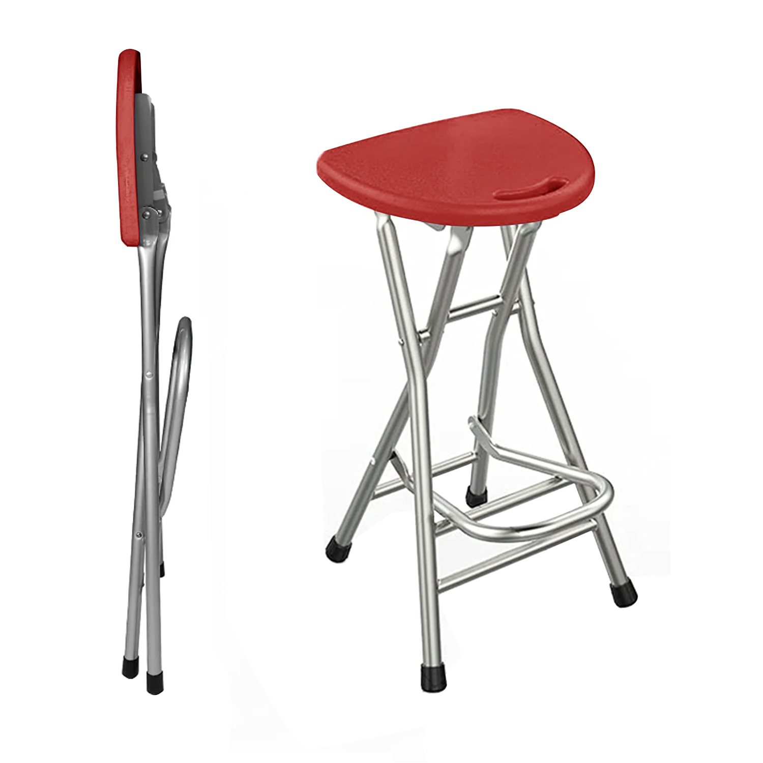 Portable Folding Stools for Adults Sturdy Folding Stool High Bar Stool with Handle Plastic Counter Stool for Kitchen And Outdoor
