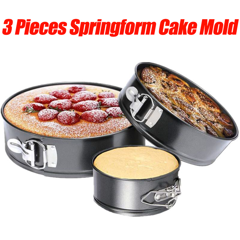 Springform Pan Set of 3 Nonstick Cheesecake Pan, 9 10 11 Inch Leakproof Round Cake Mold, Bakeware Round Nonstick Baking Pans