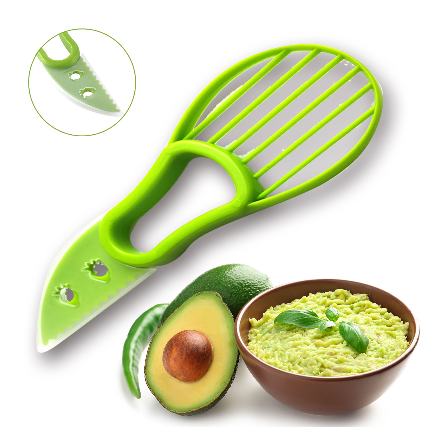3-in-1 Avocado Cutter Slicer Masher Guacamole Maker