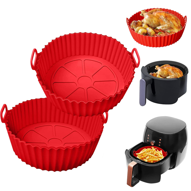 Air Fryer Silicone Pot, 7.5 Inch Food Safe Nonstick Air Fryer Silicone, Heat Resistant, Easy Clean, Reusable Replacement Flammable Liner, Suitable for Fryer, Oven, Microwave