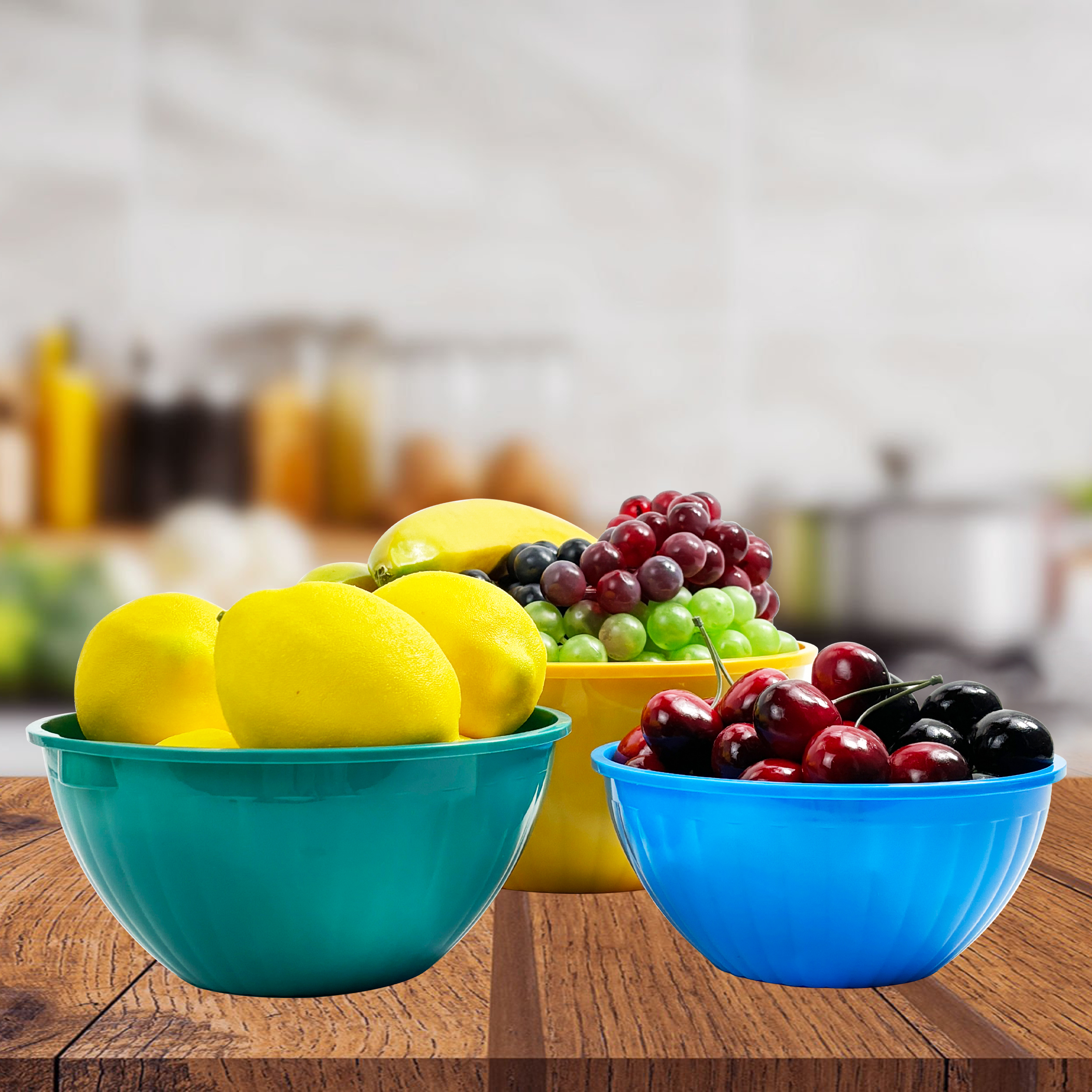 7-Piece Colorful Plastic Mixing Bowls Set