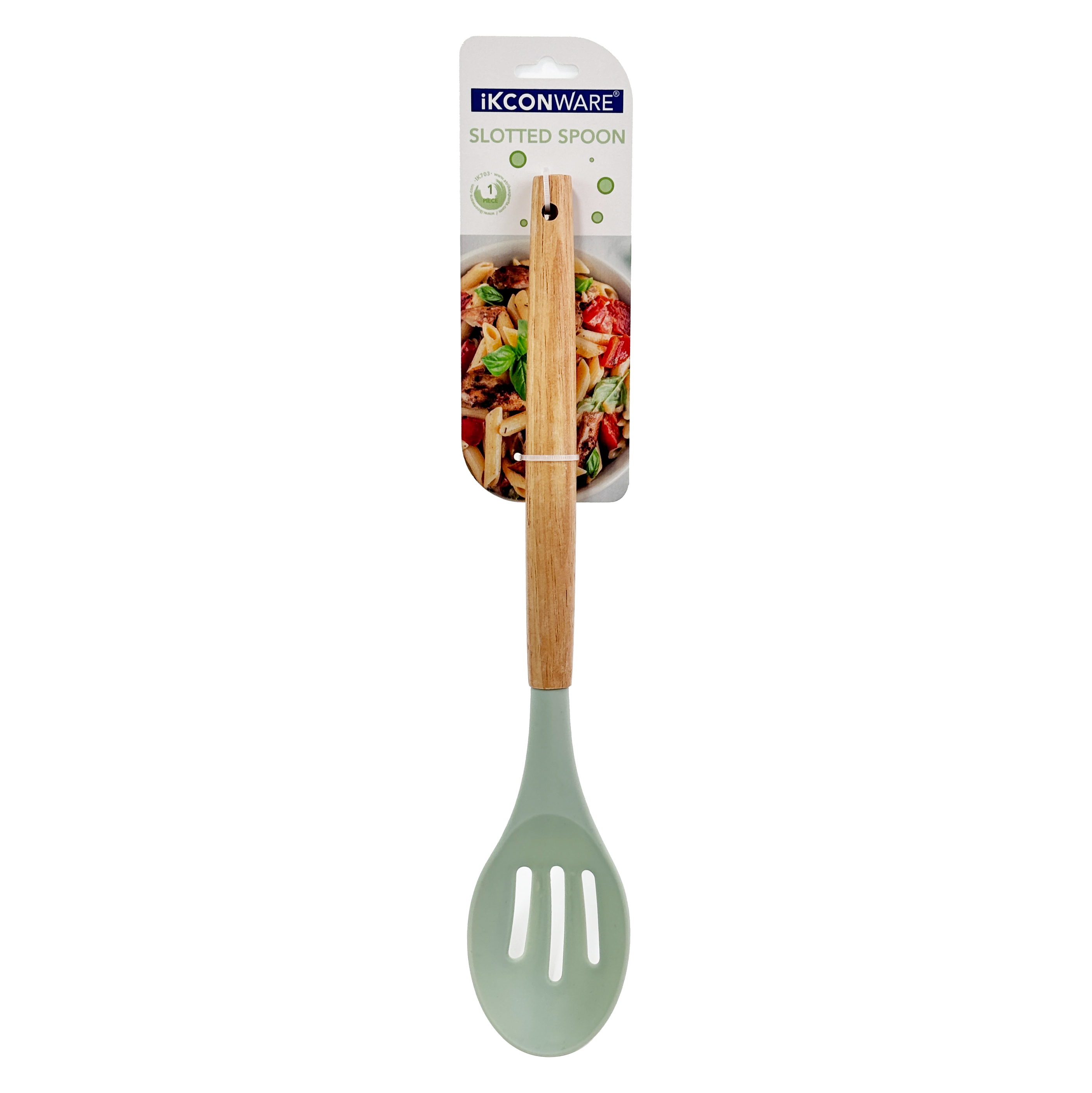 Wooden Handle Silicone Slotted Spoon
