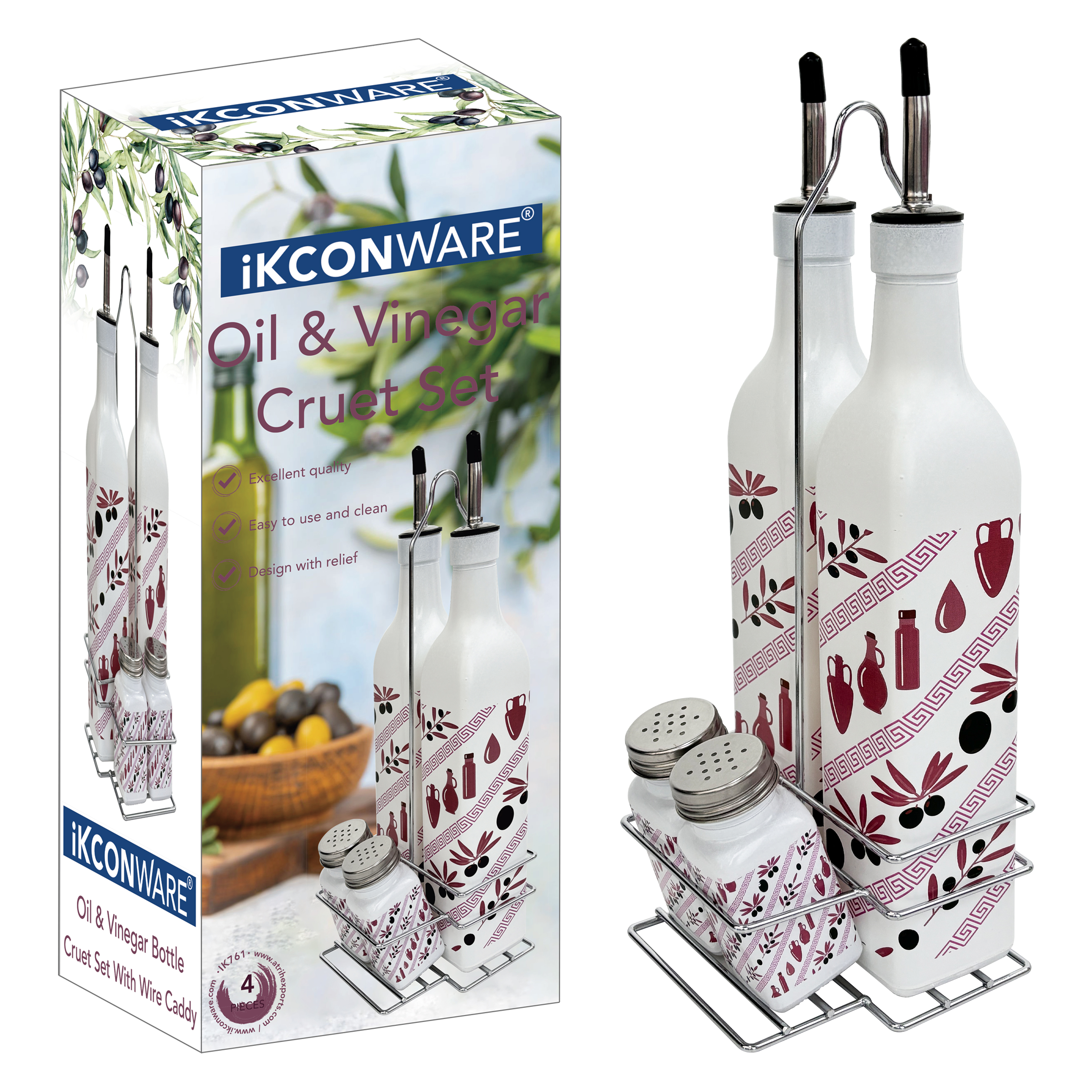 Elegant Glass Oil & Vinegar Cruet Set