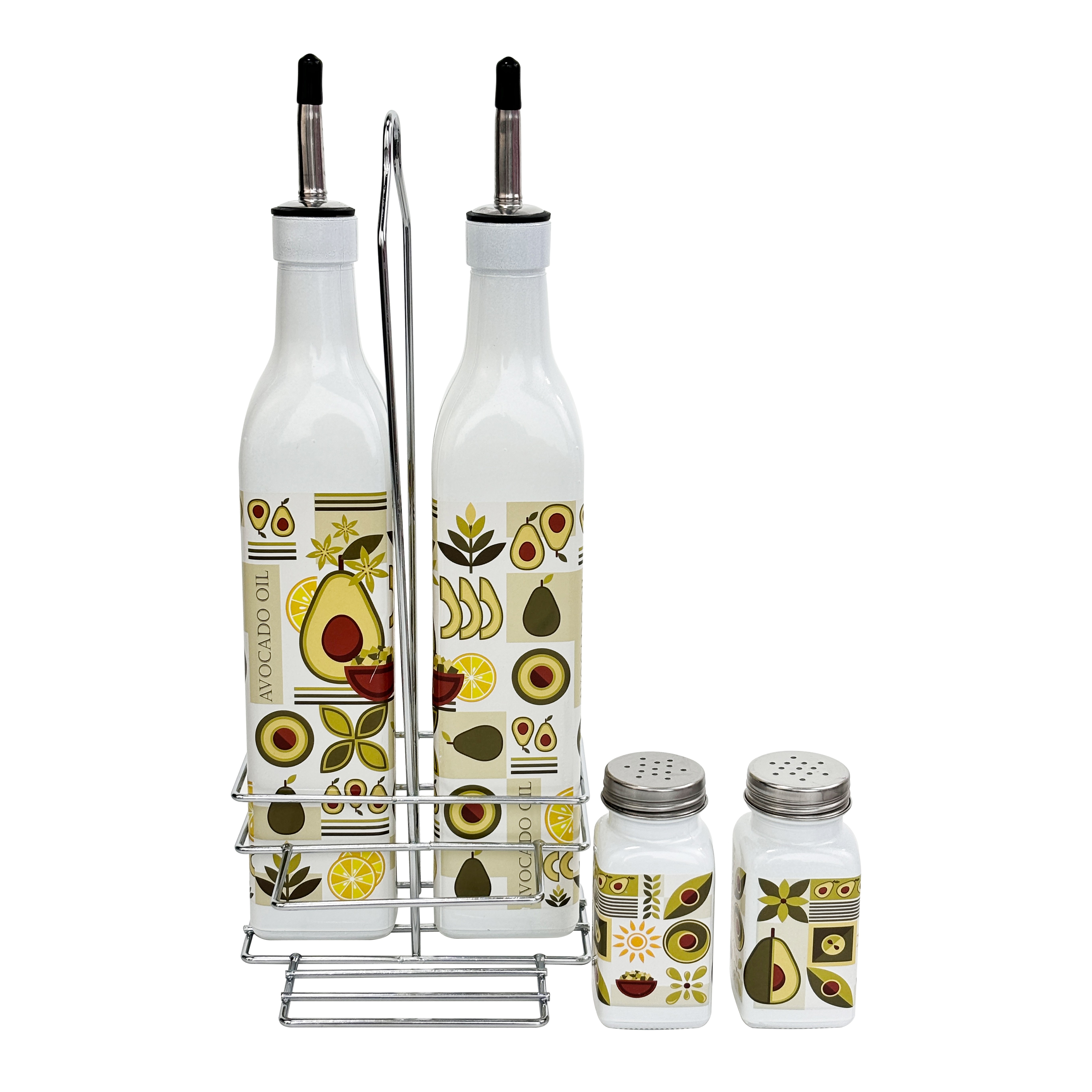 Elegant Glass Oil & Vinegar Cruet Set