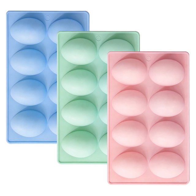 8 Cavity Easter Egg Silicone Mold, Non-Stick Food Grade Silicone Mold