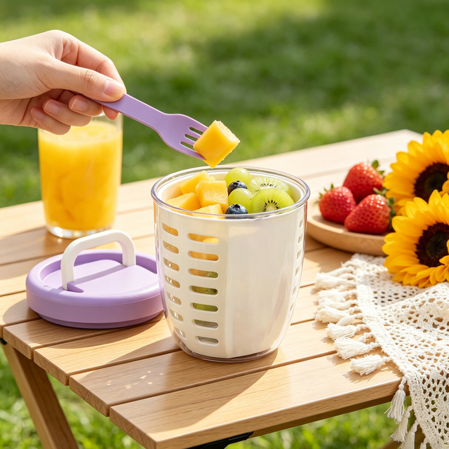 Salad Container with Colander & Fork, Leak-Proof Portable Salad Bowl
