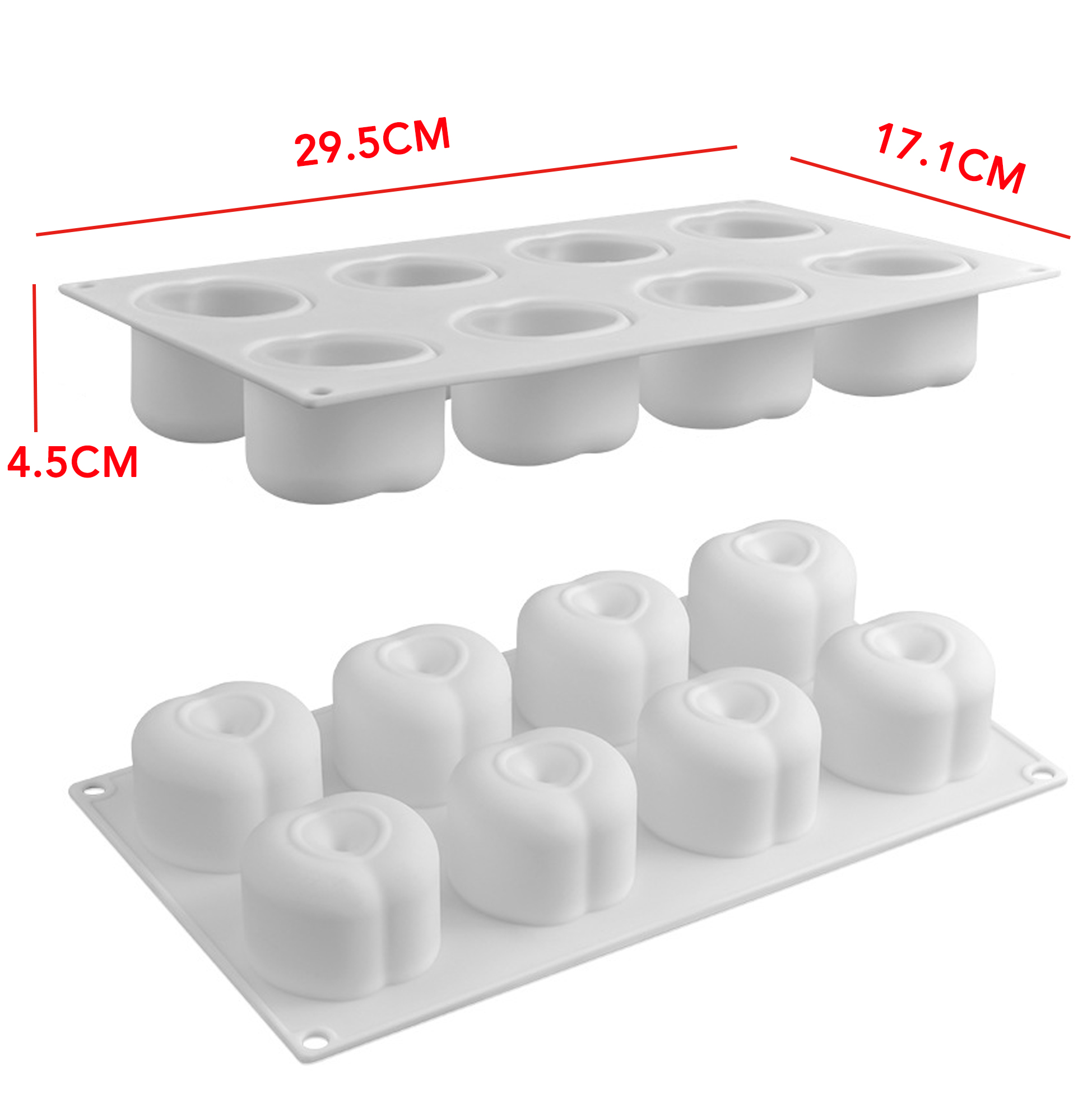8 Cavity Cherry Shaped Silicone Mold, Food Grade Nonstick Baking Tray