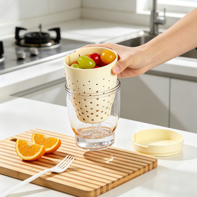 Set of 2 Salad & Fruit Containers with Colander & Fork, Leak-Proof BPA-Free Lunch Boxes