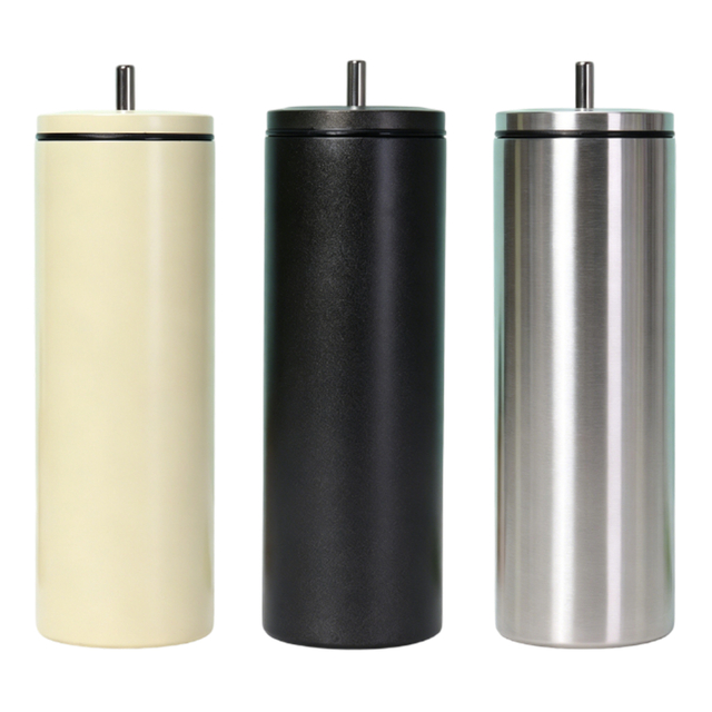 600ML Stainless Steel Vacuum Insulated Tumbler with Built-in Metal Straw