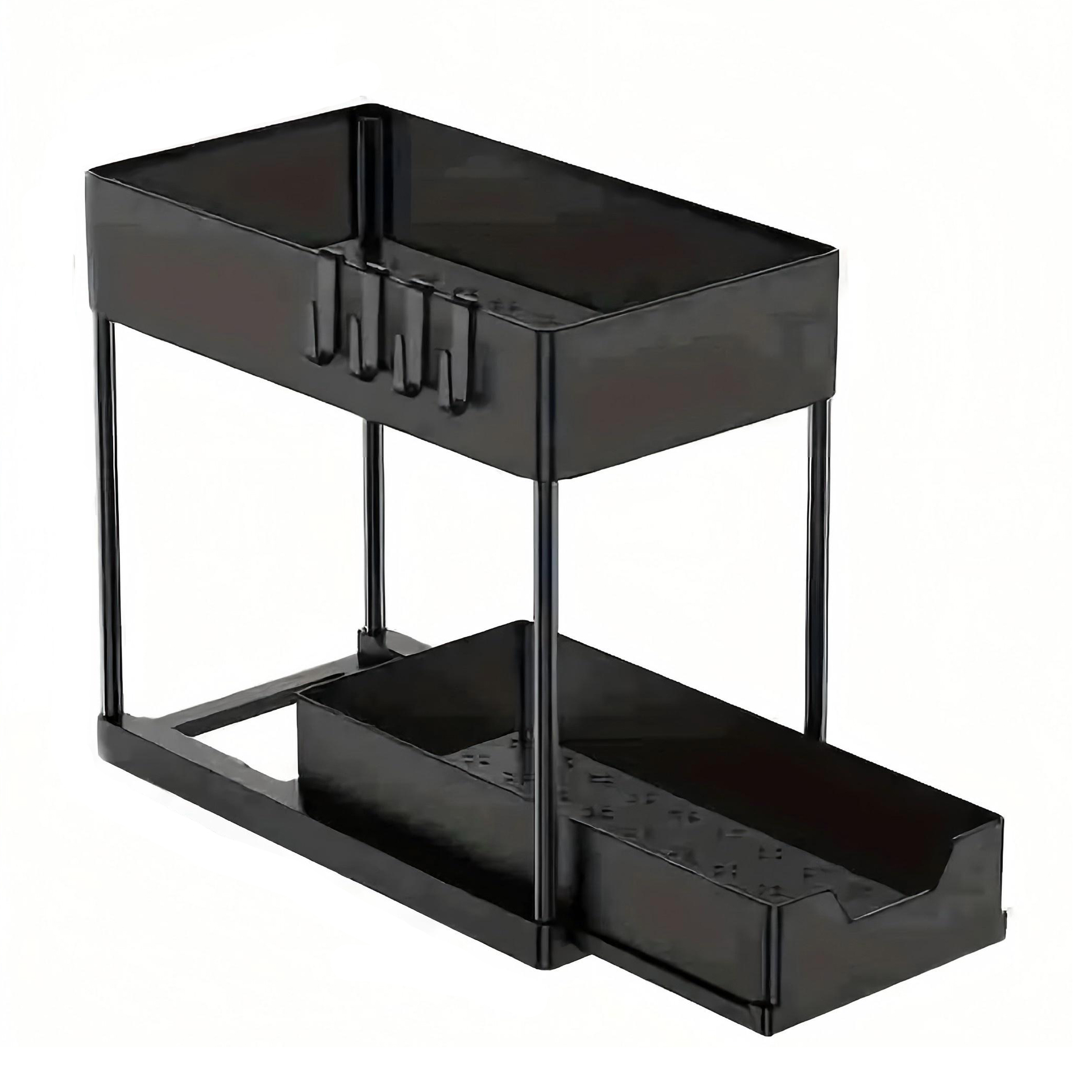2 Tier Black Metal Kitchen Storage Organizer Rack