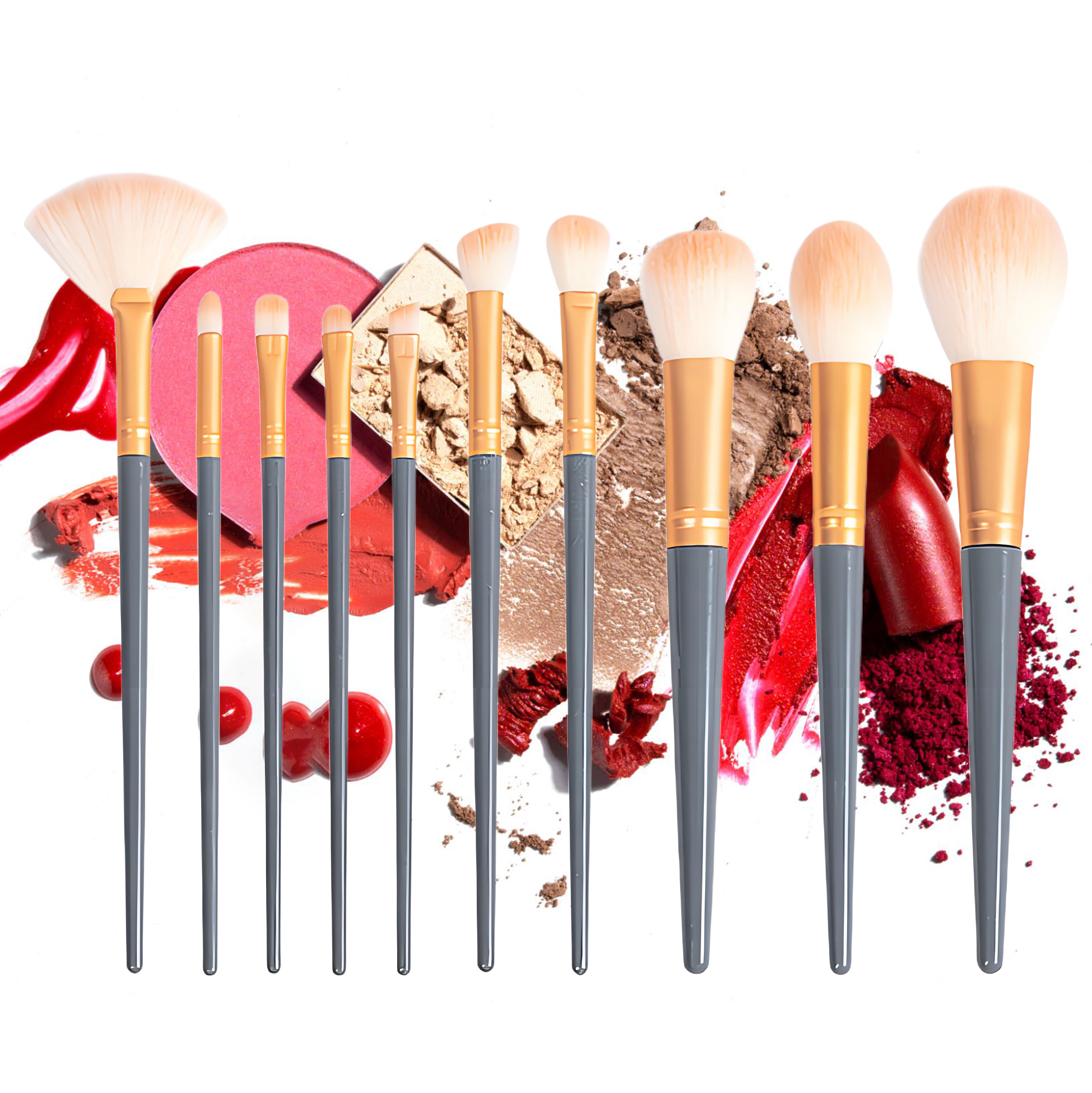 10 Piece Makeup Brush Set for Face And Eyes