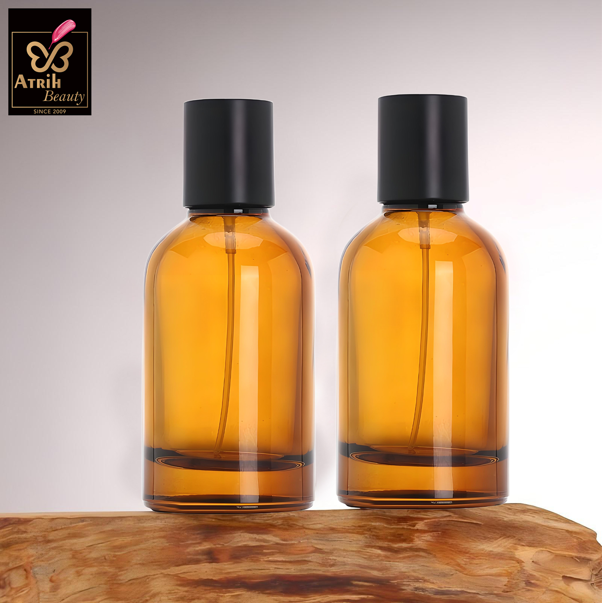 50ml Amber Glass Perfume Bottle with Black Cap