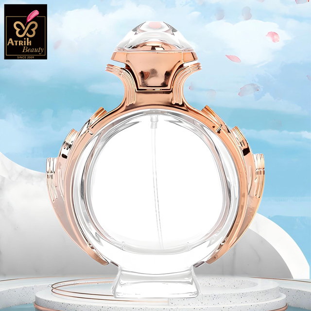 80ml Rose Gold Trimmed Round Glass Perfume Bottle